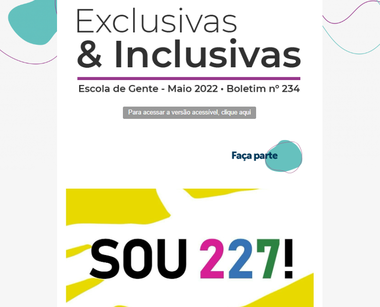 Página sobre fundo com topo decorado de pequenas formas e contornos irregulares nas cores azul e roxa. No cabeçalho, a identificação 